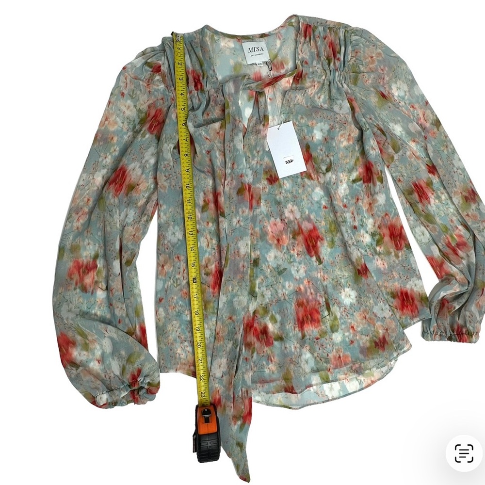 NWT MISA Los Angeles Ceyla Floral Scarf Tie Blouse xs - Picture 9 of 14